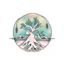 a tree using it's branches to hug a bear tattoo design idea