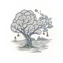 a tree using it's branches to hug a bear tattoo design idea