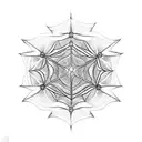 A blackwork tattoo of a spider web with social media icons woven into it tattoo design idea