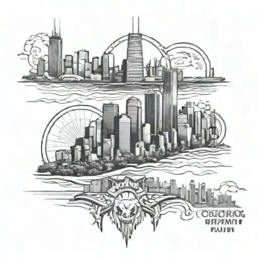 dallas detroit and chicago skyline tattoo design idea