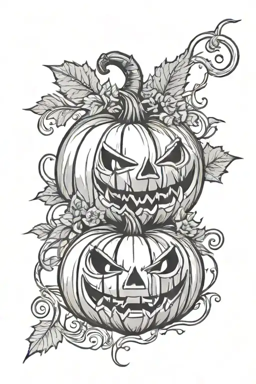pagan Halloween pumpkin tattoo design idea