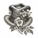 cowboy hat with apple blossom flowers  tattoo design idea