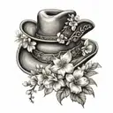 cowboy hat with apple blossom flowers  tattoo design idea