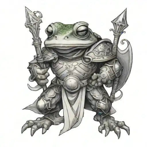 Paladin with a frog head  tattoo design idea