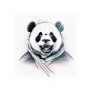 angry panda on the neck tattoo design idea