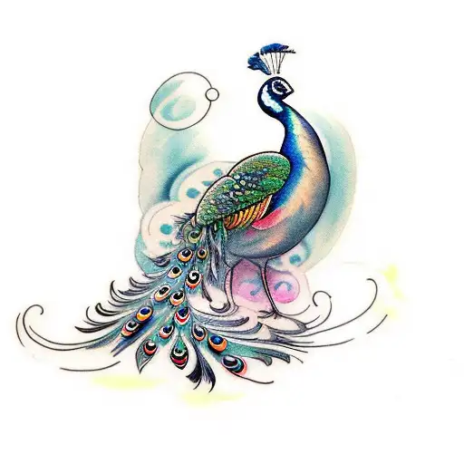 Peacock Flying tattoo design idea