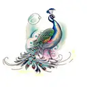 Peacock Flying tattoo design idea