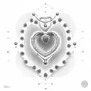 A dotwork representation of a stethoscope forming the shape of a heart with the names Deeksha and Raghavan inside tattoo design idea