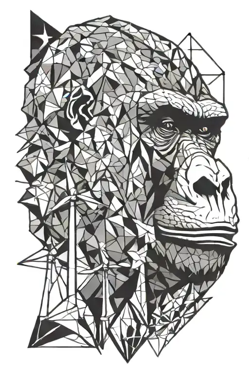 Gorilla and wind turbine tattoo design idea