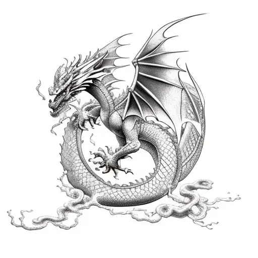 Dragon and phoenix  tattoo design idea