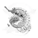 A rock image of Quetzalcoatl and Tezcatlipoca intertwined tattoo design idea