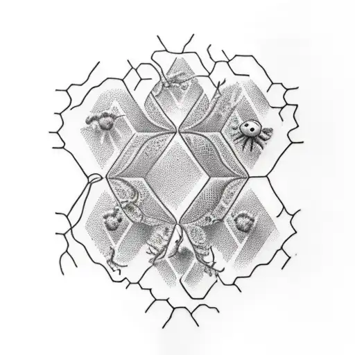 A minimalist tattoo depicting an unripe grape transforming into a sweet honeycomb, representing the idea of gradual progress and patience tattoo design idea