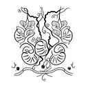 A tattoo design featuring a delicate vine with unripe grapes slowly turning into ripe ones, symbolizing the journey of growth and sweetness over time tattoo design idea