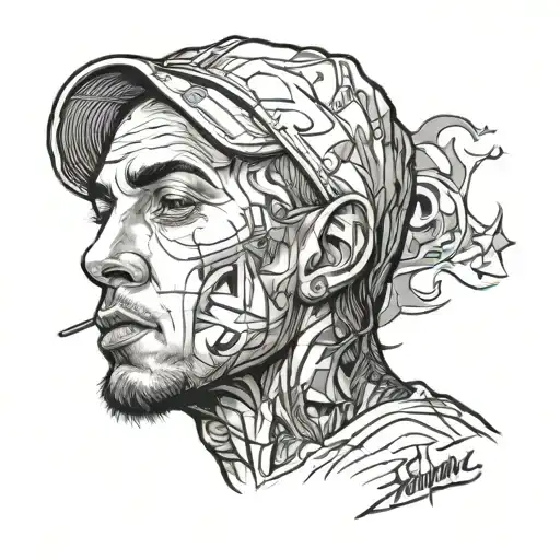 eminem face portrait tattoo design idea