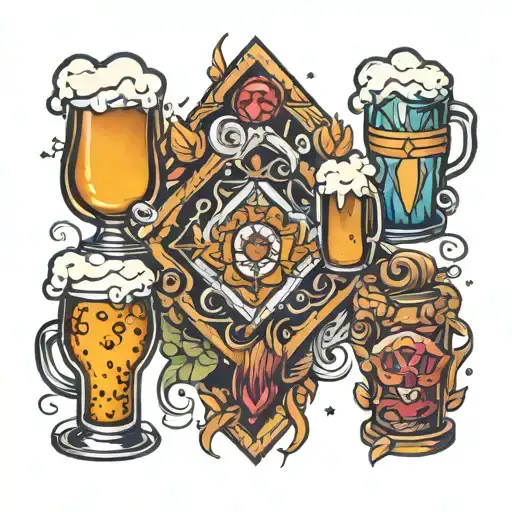 8 beers inside a diamond tattoo design idea