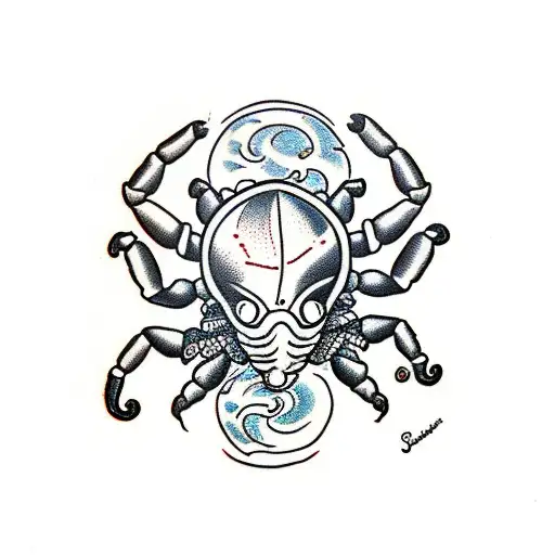 Scorpion with planet pluto tattoo design idea