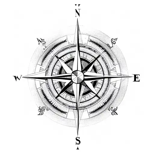 Compass arrow spinning tattoo design idea