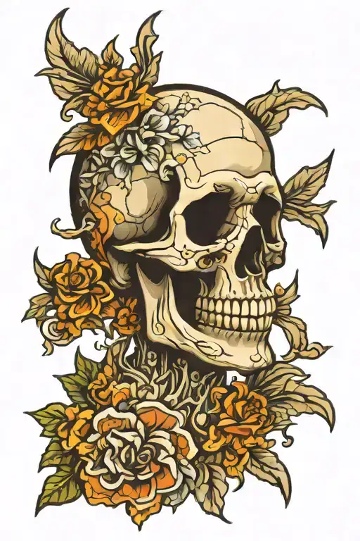 skull mosaic religious death tattoo design idea