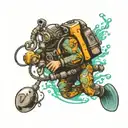 commercial diver underwater tattoo design idea