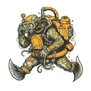 commercial diver underwater tattoo design idea