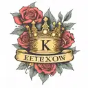 princess crown and letter K with Roman date 23.06.2021  tattoo design idea