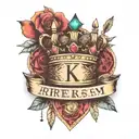 princess crown and letter K with Roman date 23.06.2021  tattoo design idea