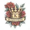 princess crown and letter K with Roman date 23.06.2021  tattoo design idea