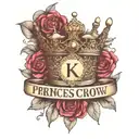 princess crown and letter K with Roman date 23.06.2021  tattoo design idea