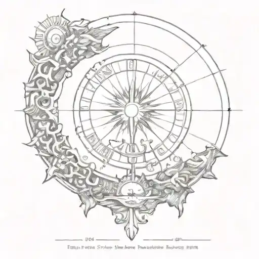 weight scale sun and mon  tattoo design idea