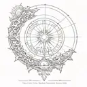 weight scale sun and mon  tattoo design idea