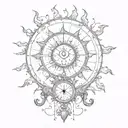 weight scale sun and mon  tattoo design idea