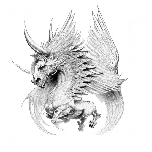 Black Pegasus tattoo design idea