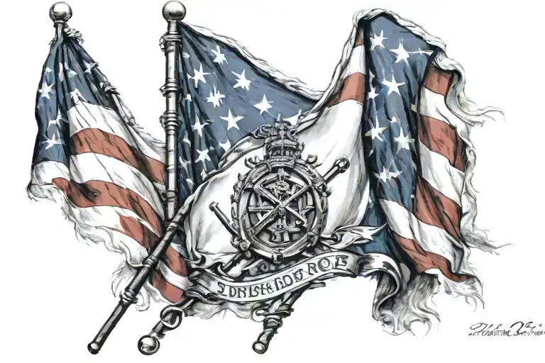 independence war flag tattoo design idea