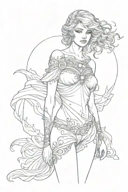 full body Aphrodite realistic sexy girl shoulder tattoo tattoo design idea