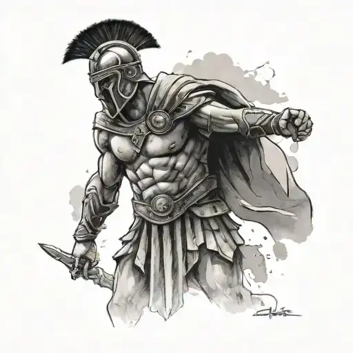 gladiator standing triumphantly tattoo design idea