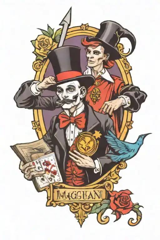 magician and the fool tarot card tattoo design idea