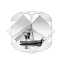 a boat facing forward with different reflection in the water tattoo design idea