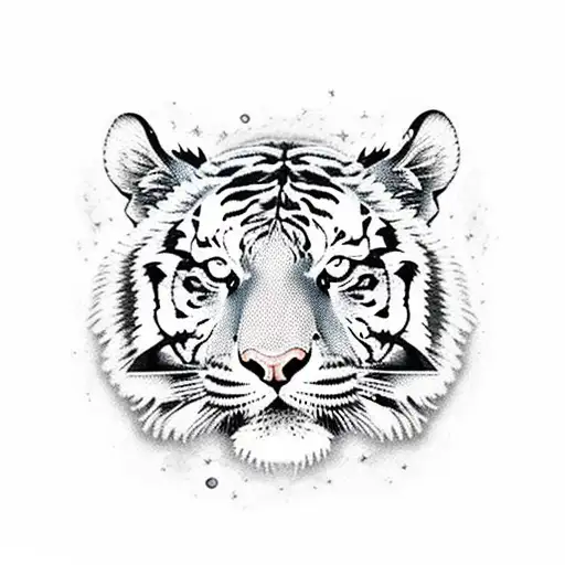 tiger in fire and aquarius constellation tattoo design idea