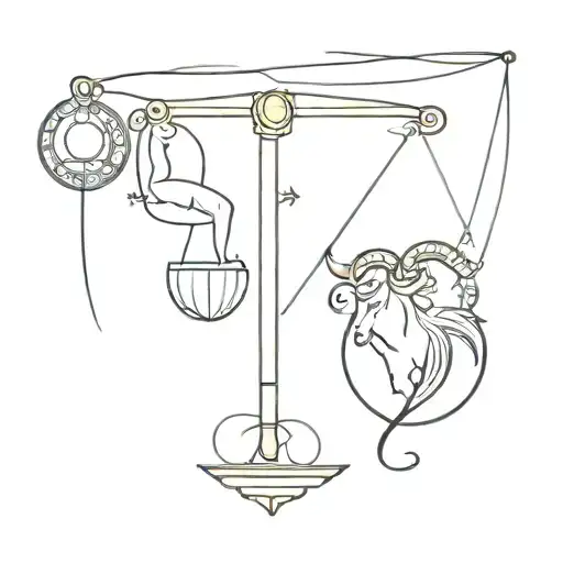 libra and aries horoscope combined tattoo design idea