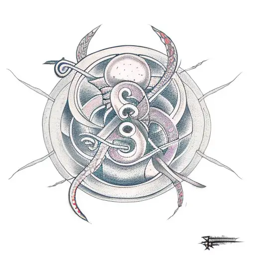 Ouroboros serpent in the form of infinity, ying yang tattoo design idea