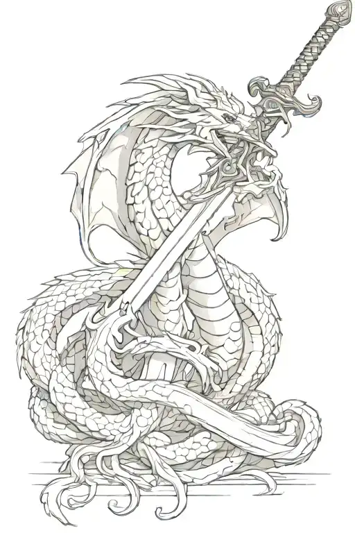 sword and dragon wrapped tattoo design idea