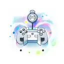 A gamer holding a controller while floating in a nebula tattoo design idea