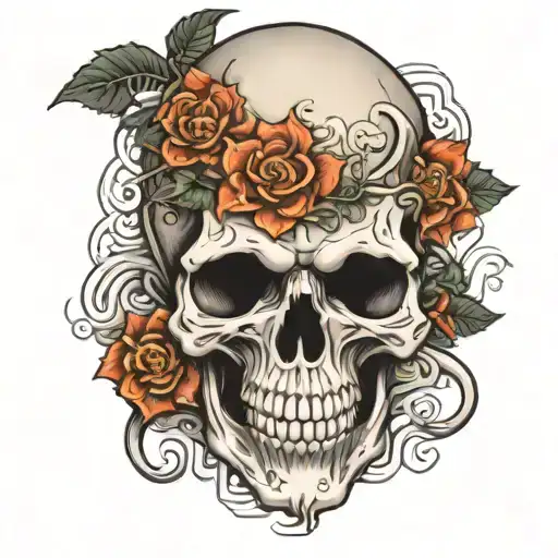 skull and biohazard open mouth open tattoo design idea