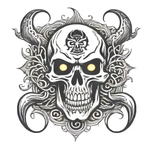 biohazard logo combined skull with mouth very wide open tattoo design idea