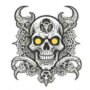 biohazard logo combined skull open mouth open tattoo design idea
