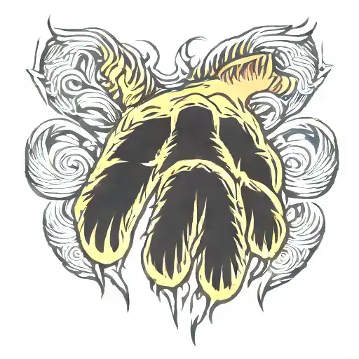 bear paw filled with fingerprint tattoo design idea