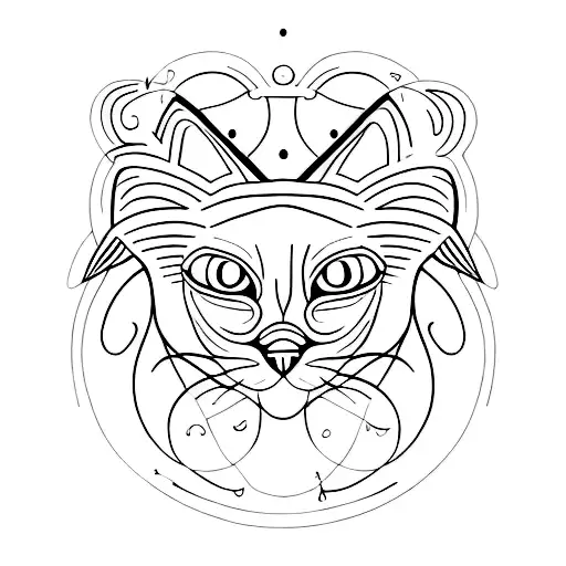 A minimalist tattoo of a black cat with a third eye, representing the mystical and intuitive side of psychology tattoo design idea