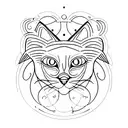 A minimalist tattoo of a black cat with a third eye, representing the mystical and intuitive side of psychology tattoo design idea