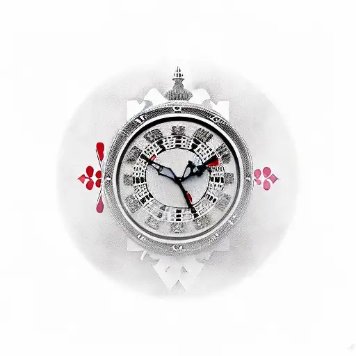 big ben with poker cards clock time daughter tattoo design idea