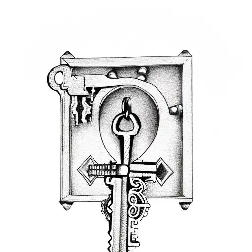 An intricate key and lock, with the key entering the lock quietly, symbolizing the idea that forgiveness can often be a  tattoo design idea